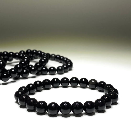 Black Obsidian Crystal Bracelet, Handmade Gemstone Beaded Bracelet