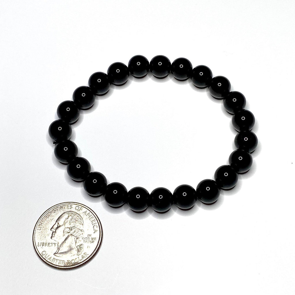 Black Obsidian Crystal Bracelet, Handmade Gemstone Beaded Bracelet
