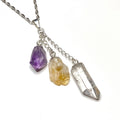 Amethyst Citrine Quartz Point Pendant Necklace with Chain