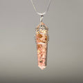Rhodochrosite in Orgonite Wire Wrapped Pendant Necklace
