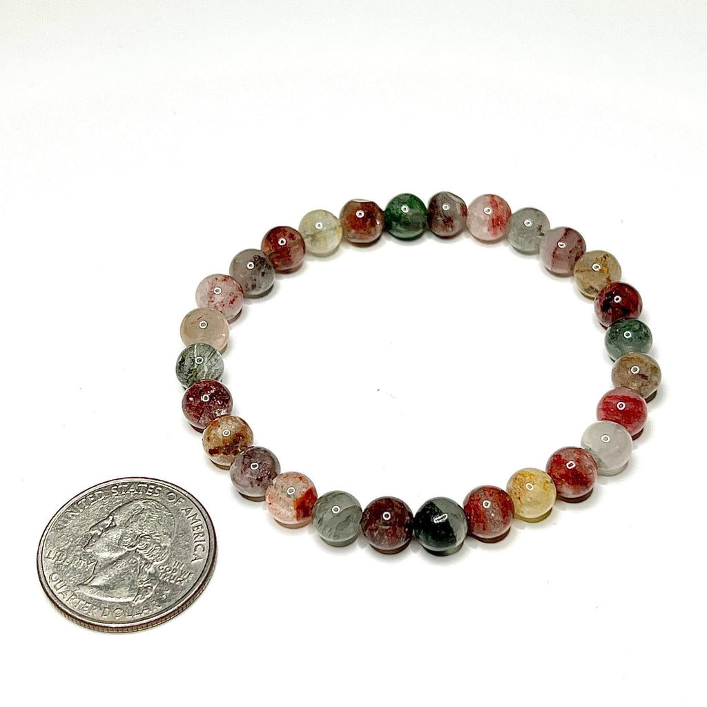 Garden Quartz Crystal Bracelet, Lodolite Gemstone Beaded Bracelet