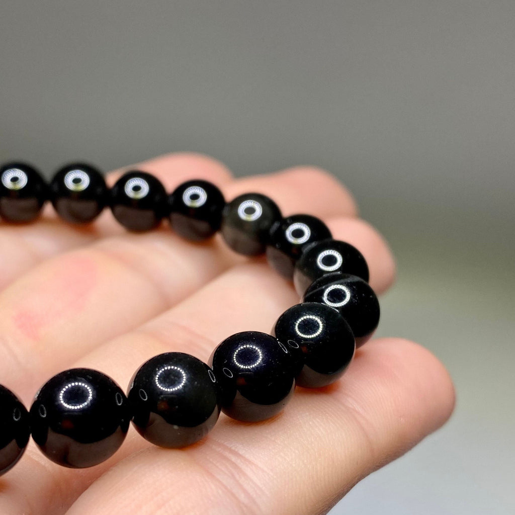 Black Obsidian Crystal Bracelet, Handmade Gemstone Beaded Bracelet
