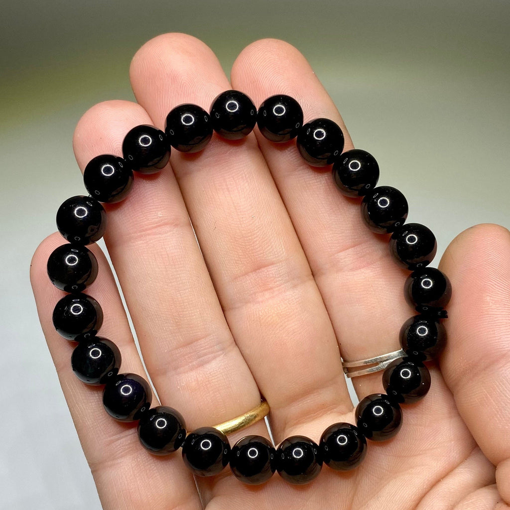 Black Obsidian Crystal Bracelet, Handmade Gemstone Beaded Bracelet