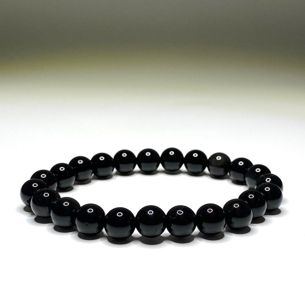 Black Obsidian Crystal Bracelet, Handmade Gemstone Beaded Bracelet