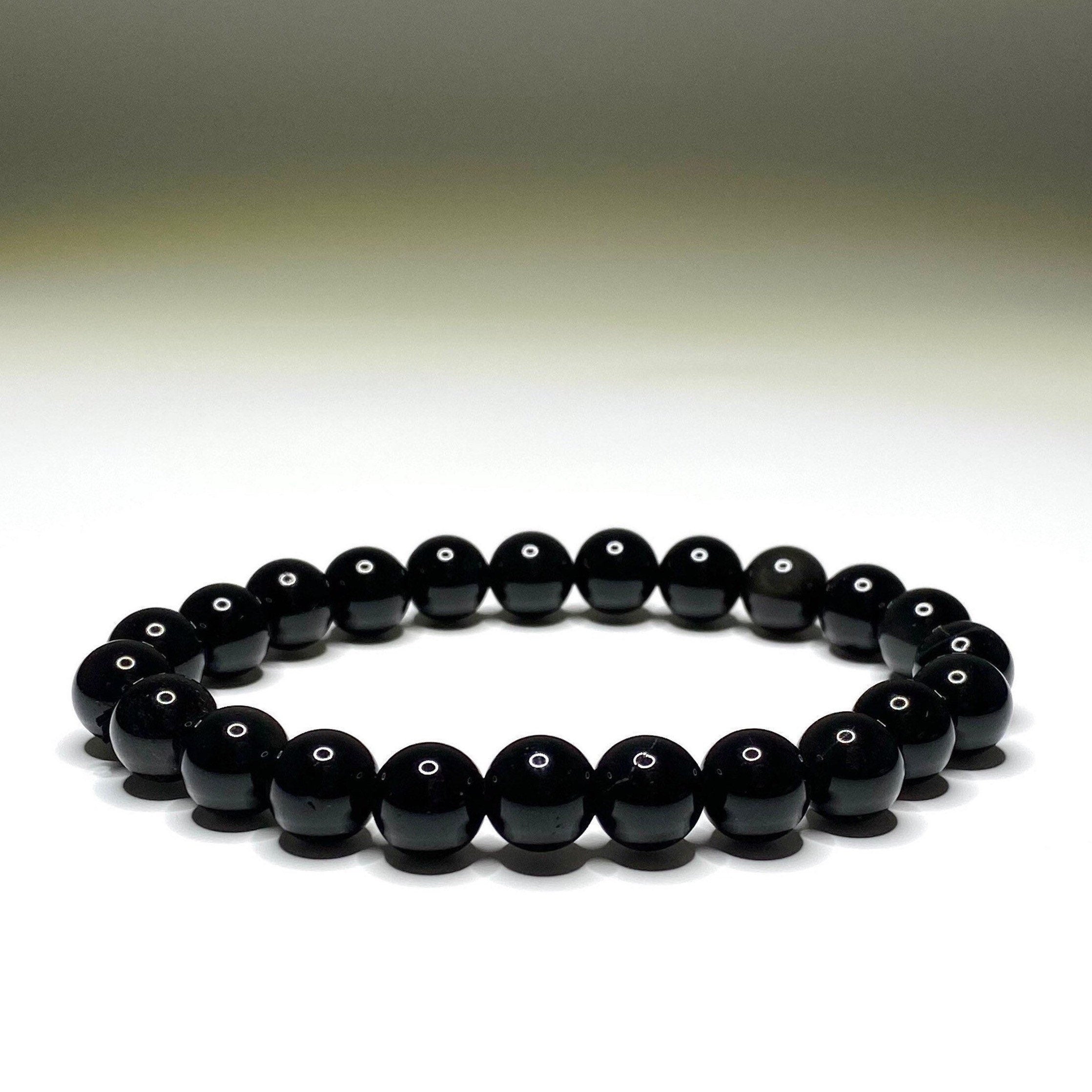 Black Obsidian Crystal Bracelet, Handmade Gemstone Beaded Bracelet
