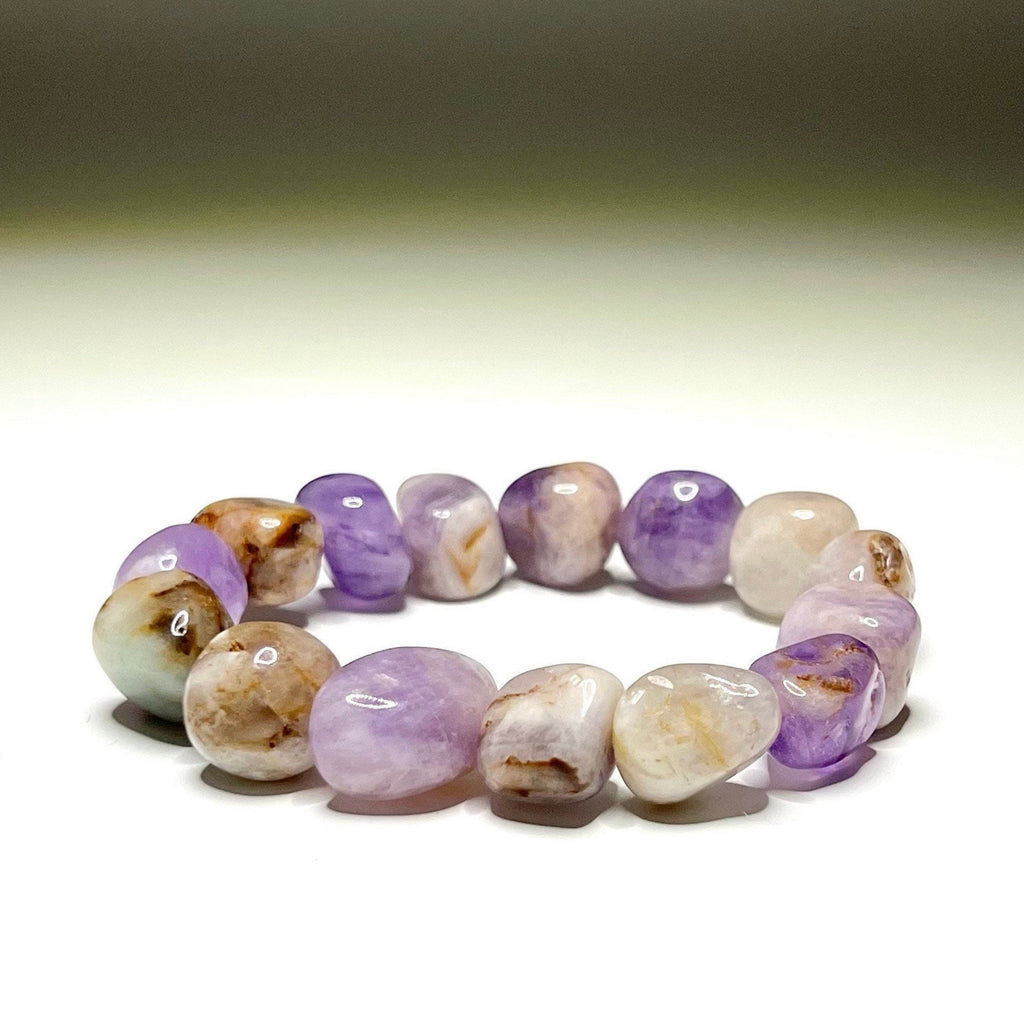 Amethyst Tumbled Crystal Bracelet: Gemstone Beaded Stretch Bracelet