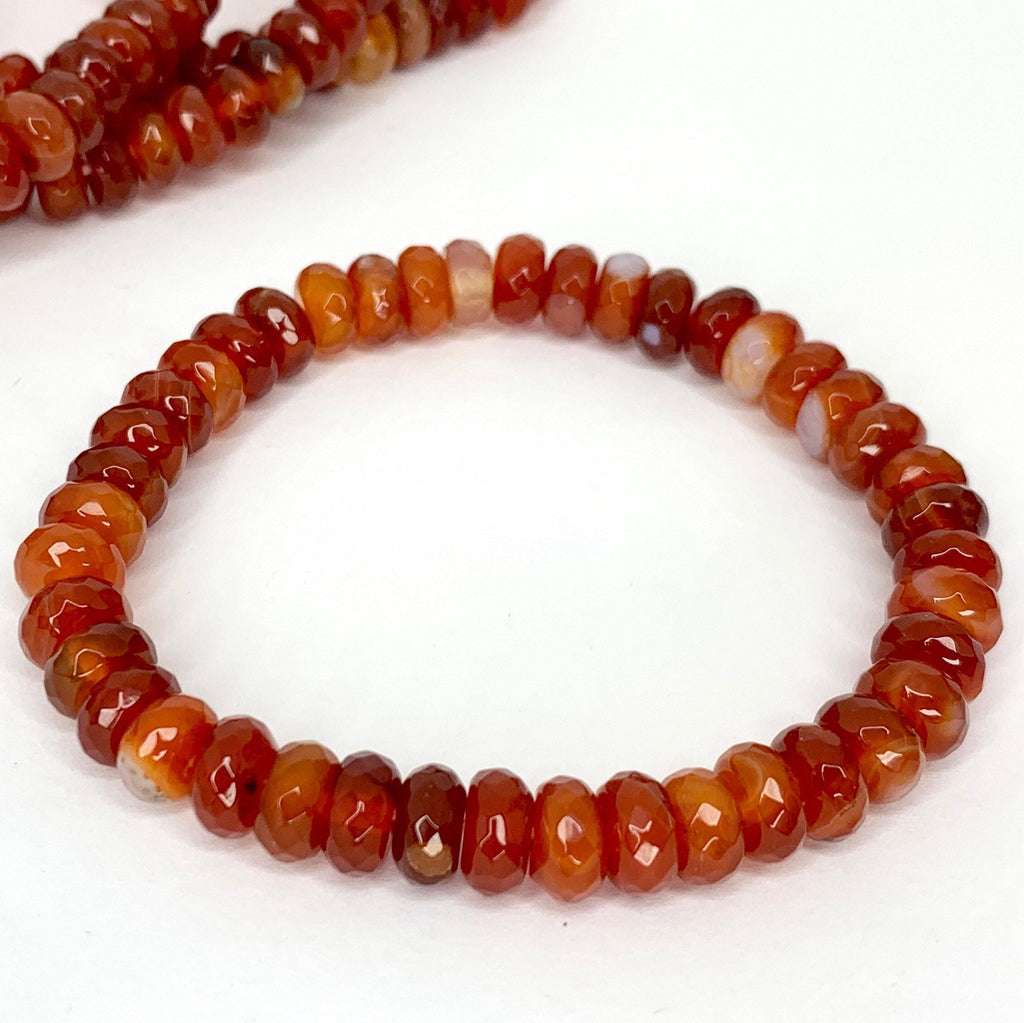 Carnelian Crystal Bracelet: Faceted Rondelle Beads