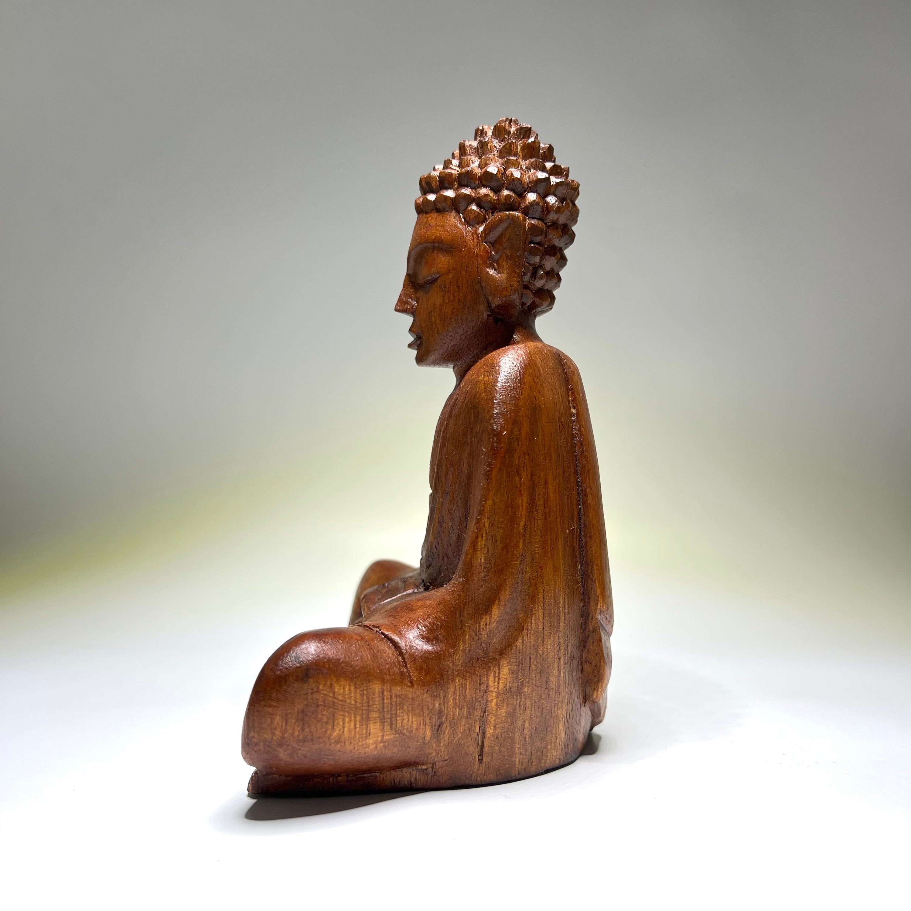 Wooden Serene Sitting Buddha