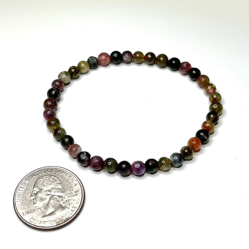 Watermelon Tourmaline Crystal Bracelet: Handmade Gemstone Beaded Bracelet
