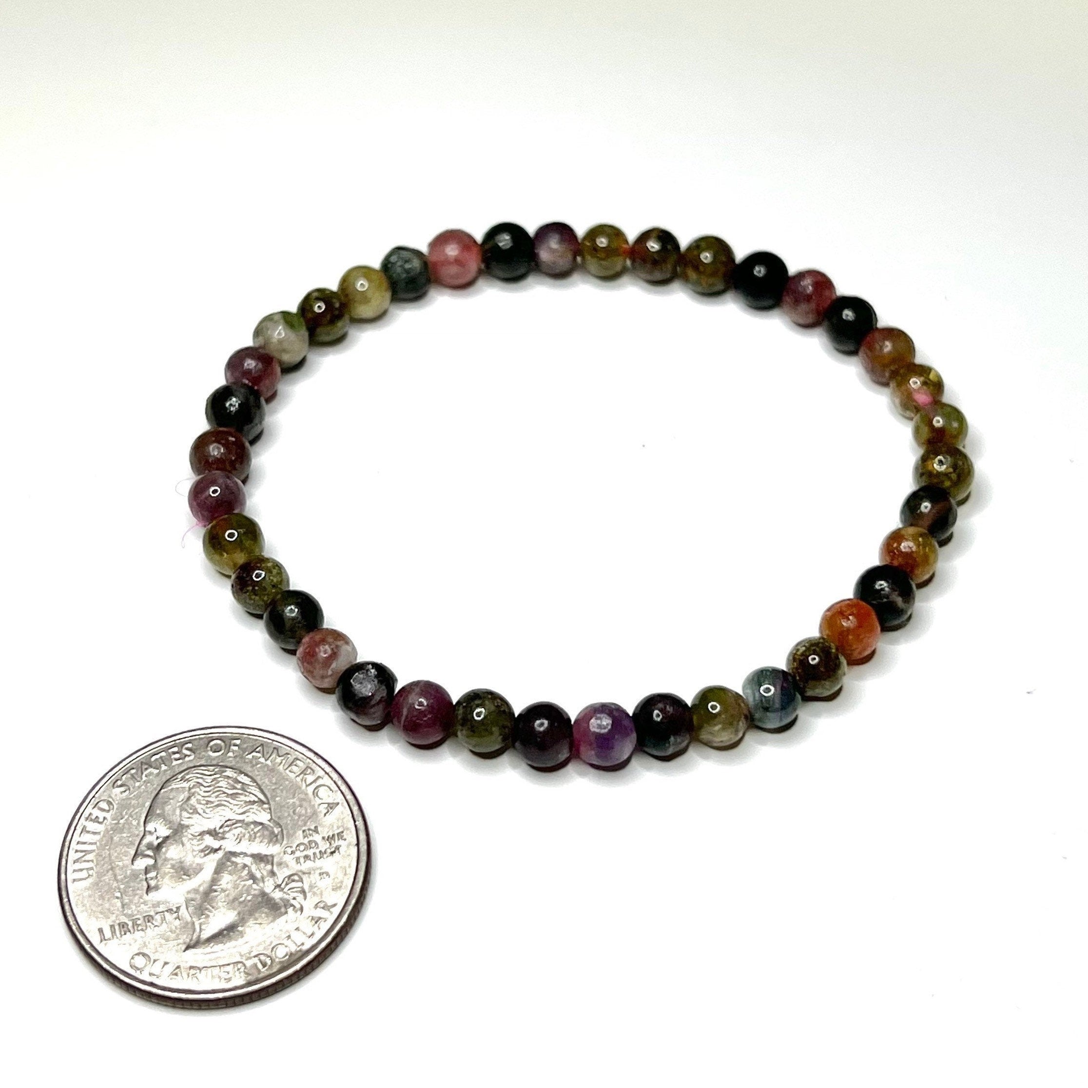 Watermelon Tourmaline Crystal Bracelet: Handmade Gemstone Beaded Bracelet