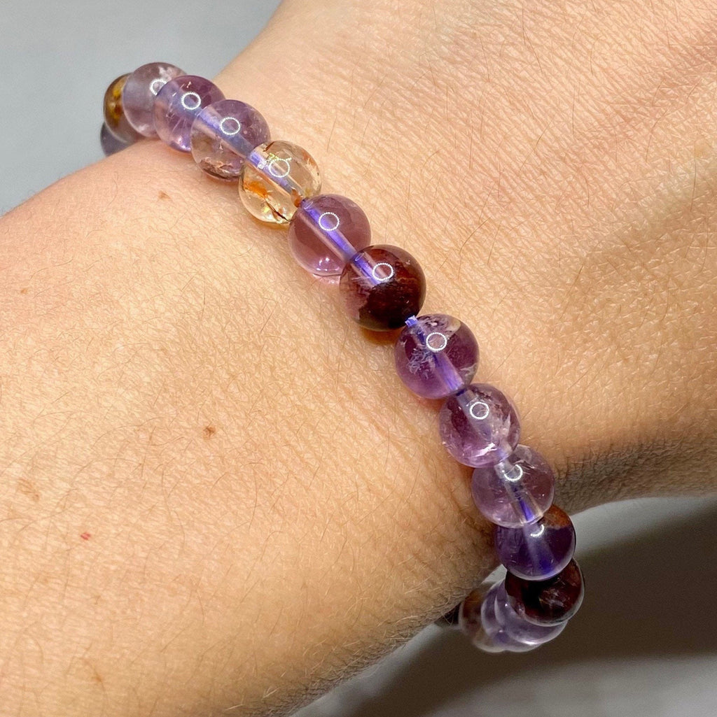 Amethyst Super Seven Crystal Bracelet: Handmade Gemstone Beaded Bracelet
