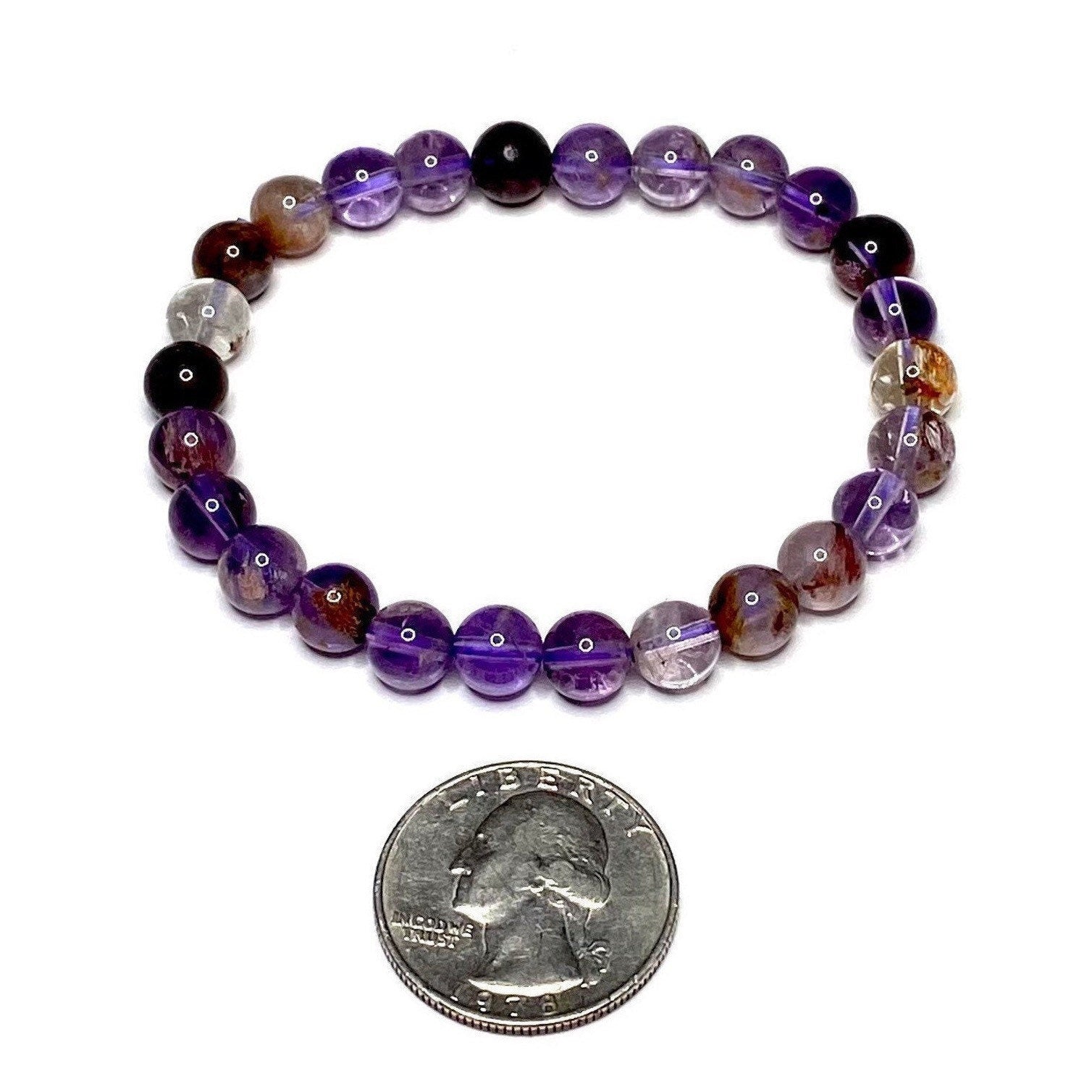 Amethyst Super Seven Crystal Bracelet: Handmade Gemstone Beaded Bracelet