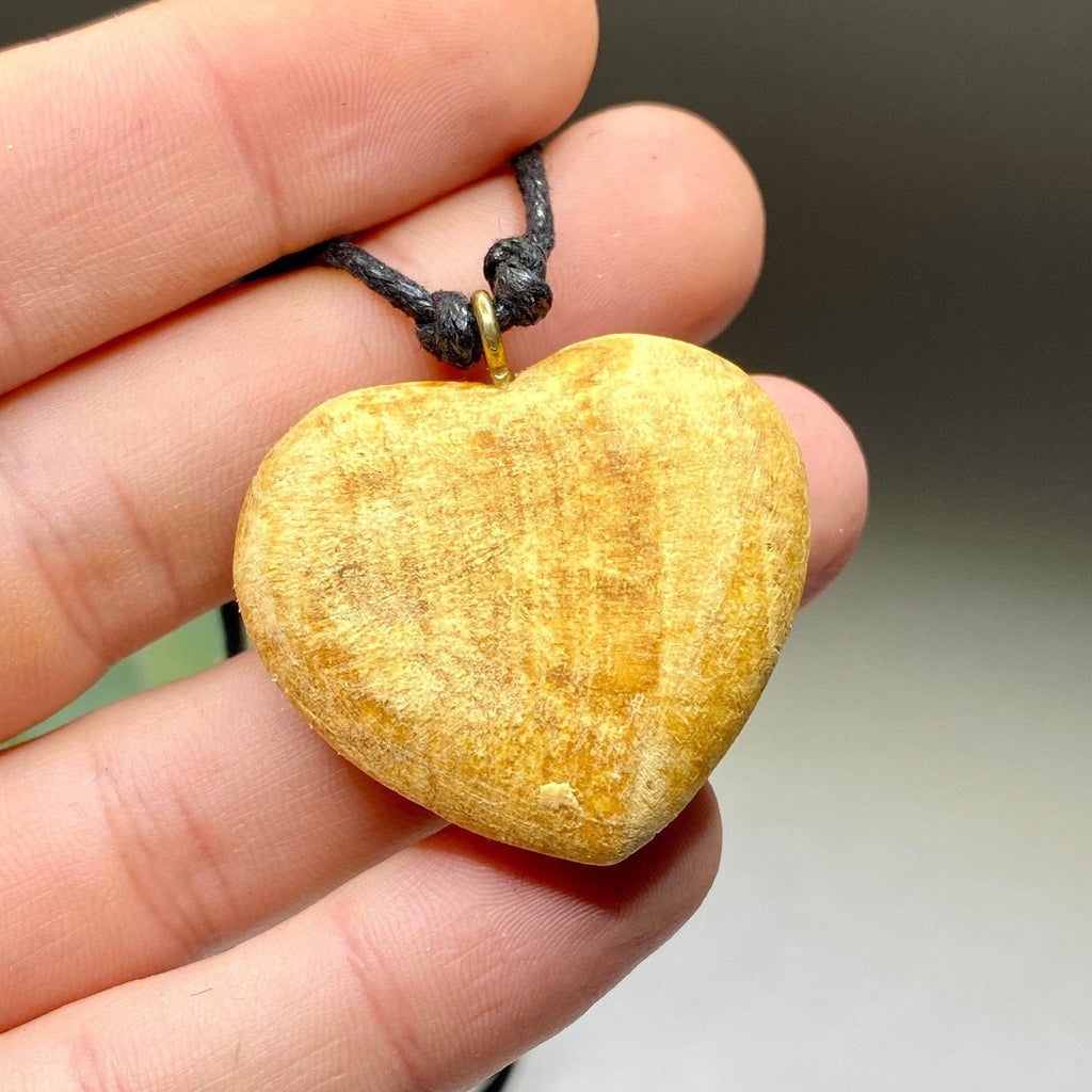 Palo Santo Cord Necklace, Heart Shaped Wooden Pendant
