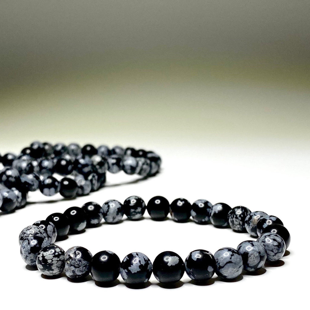 Snowflake Obsidian Crystal Bracelet: Gemstone Beaded Bracelet