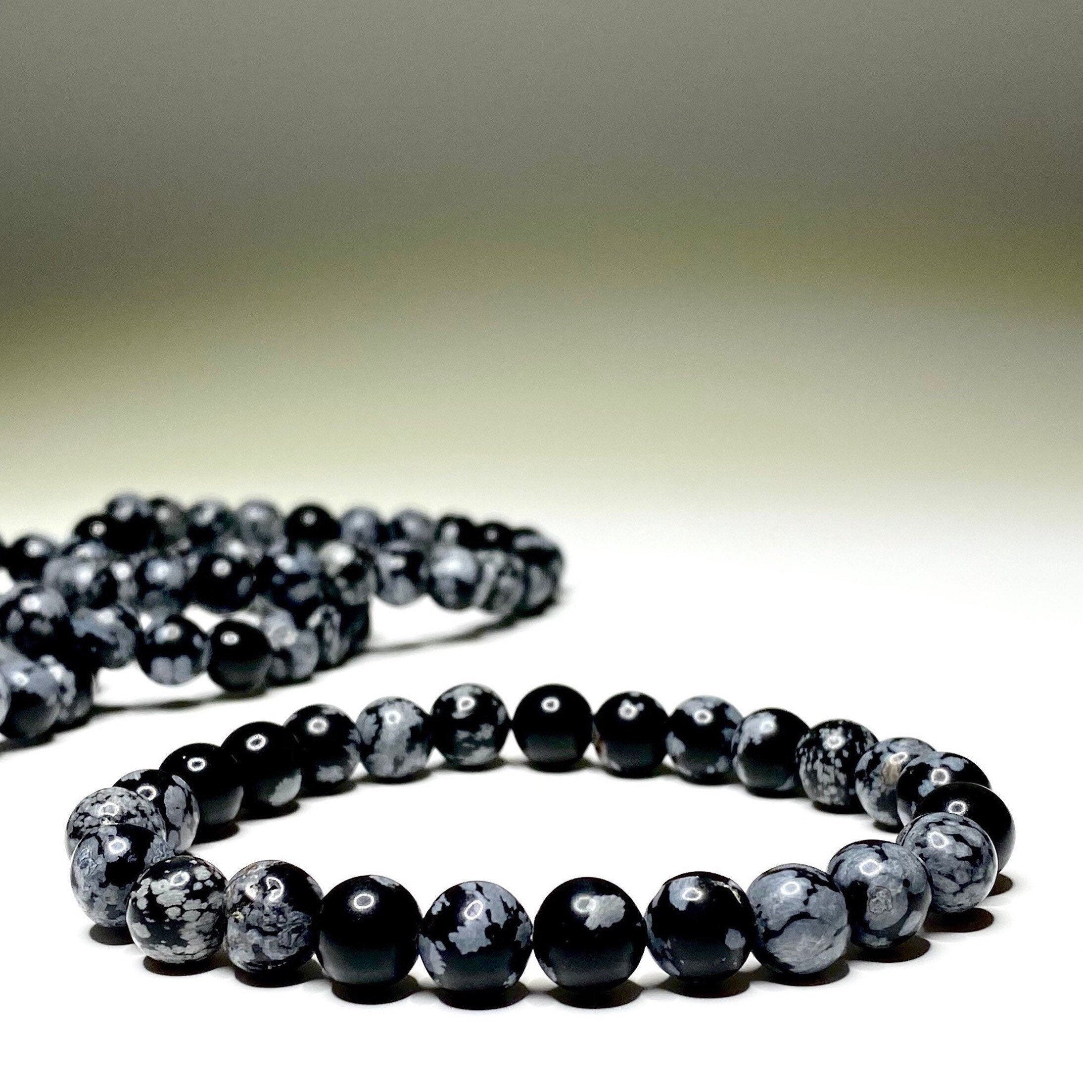 Snowflake Obsidian Crystal Bracelet: Gemstone Beaded Bracelet