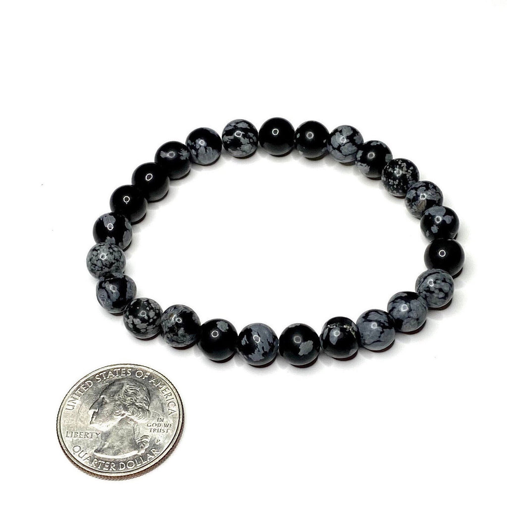 Snowflake Obsidian Crystal Bracelet: Gemstone Beaded Bracelet