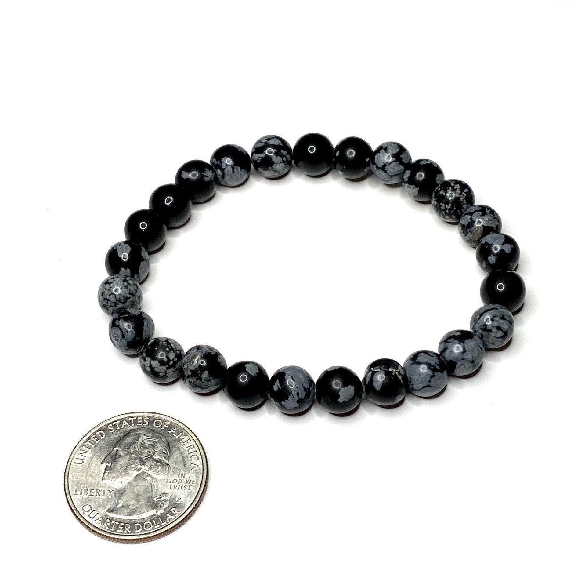 Snowflake Obsidian Crystal Bracelet: Gemstone Beaded Bracelet