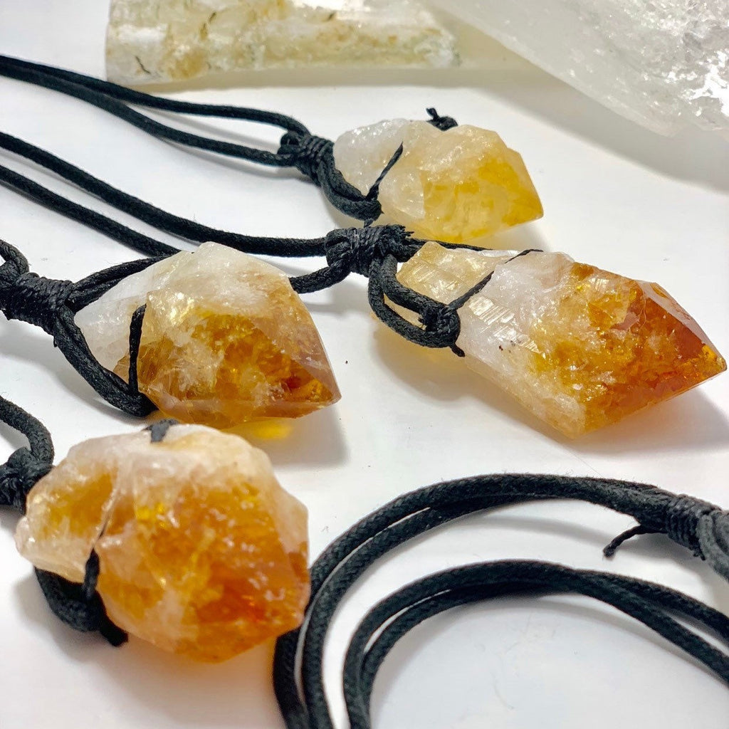 Citrine Crystal Point Pendant Necklace