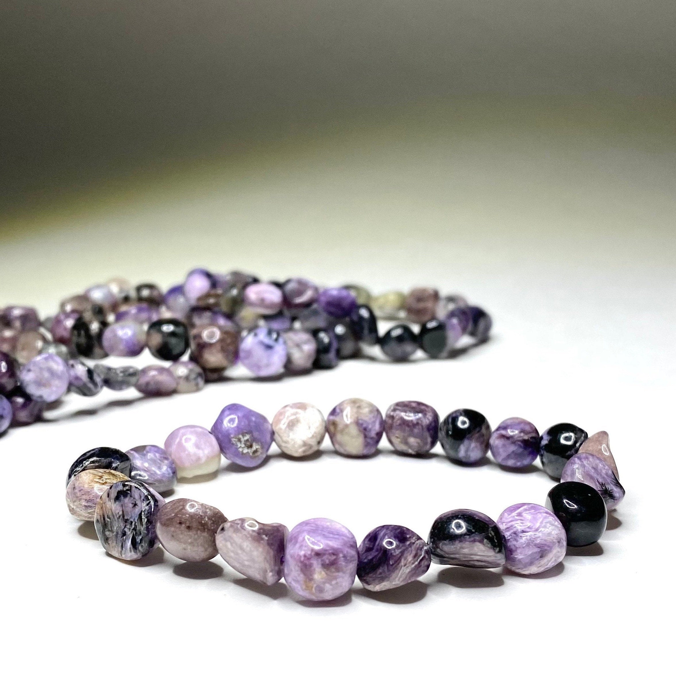 Charoite Crystal Bracelet, 6mm Gemstone Beaded Bracelet