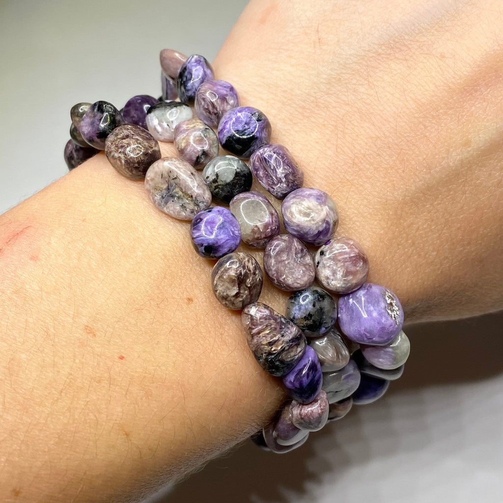 Charoite Crystal Bracelet, 6mm Gemstone Beaded Bracelet