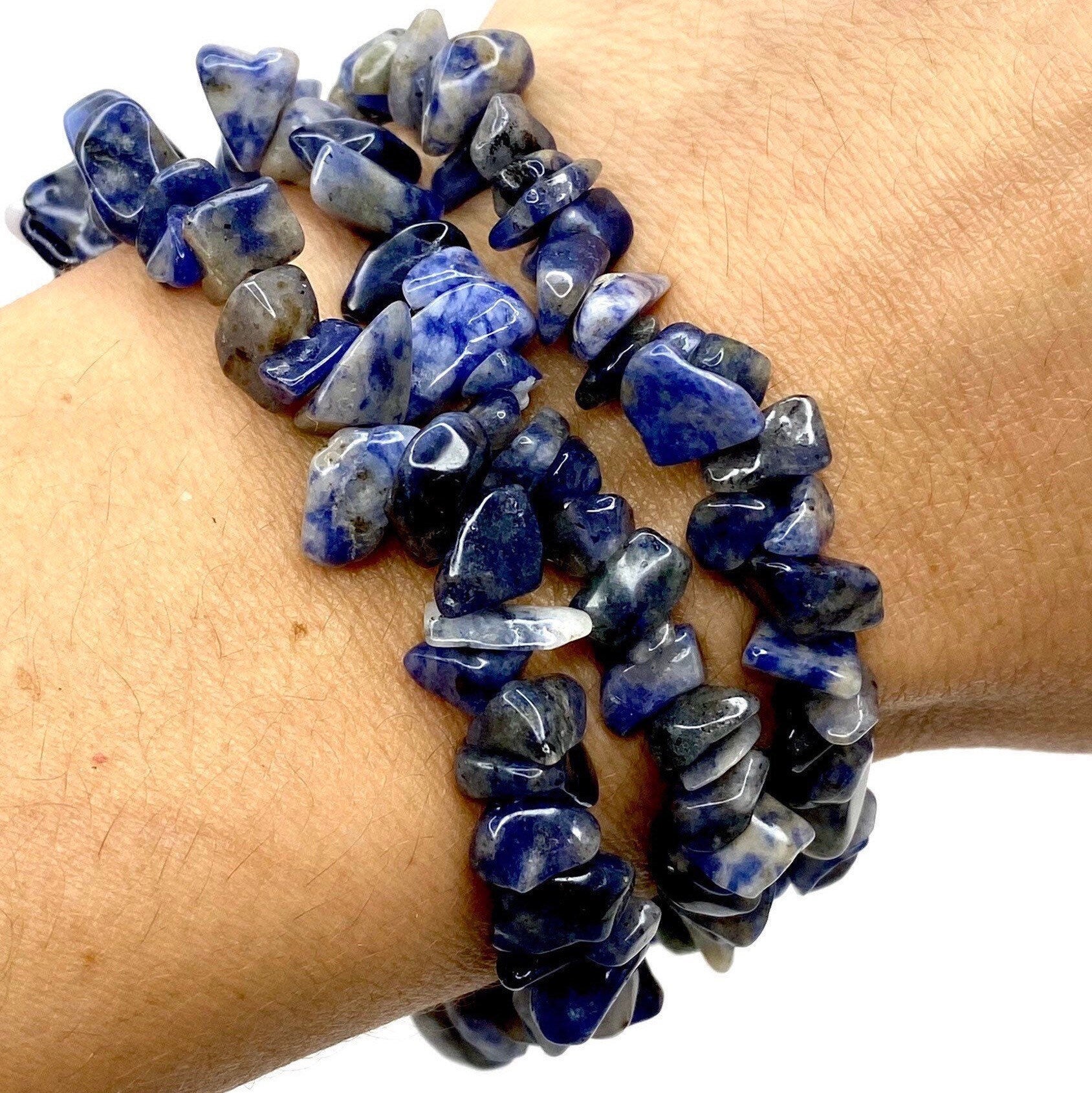 Sodalite Crystal Chips Bracelet: Handmade Gemstone Beaded Bracelet