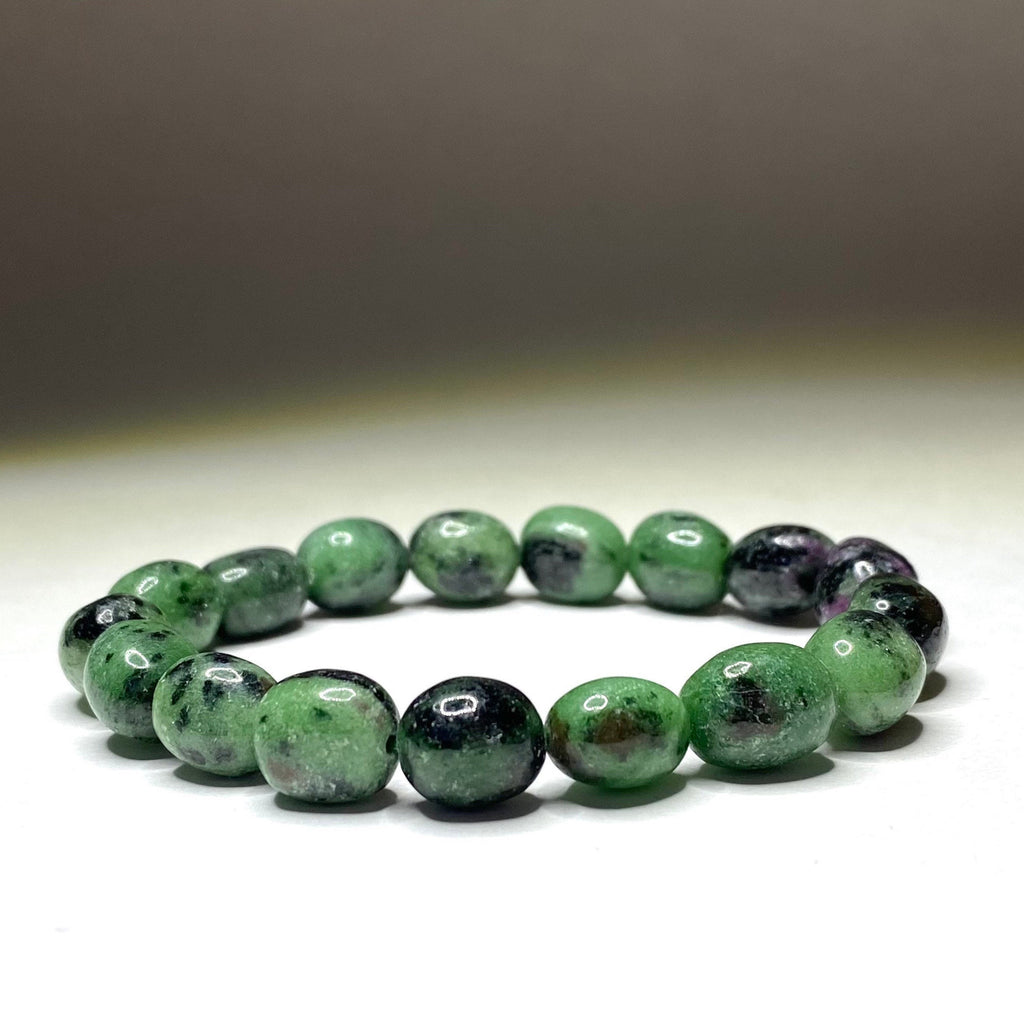 Ruby Zoisite Crystal Bracelet, Tumbled Gemstone Beaded Bracelet
