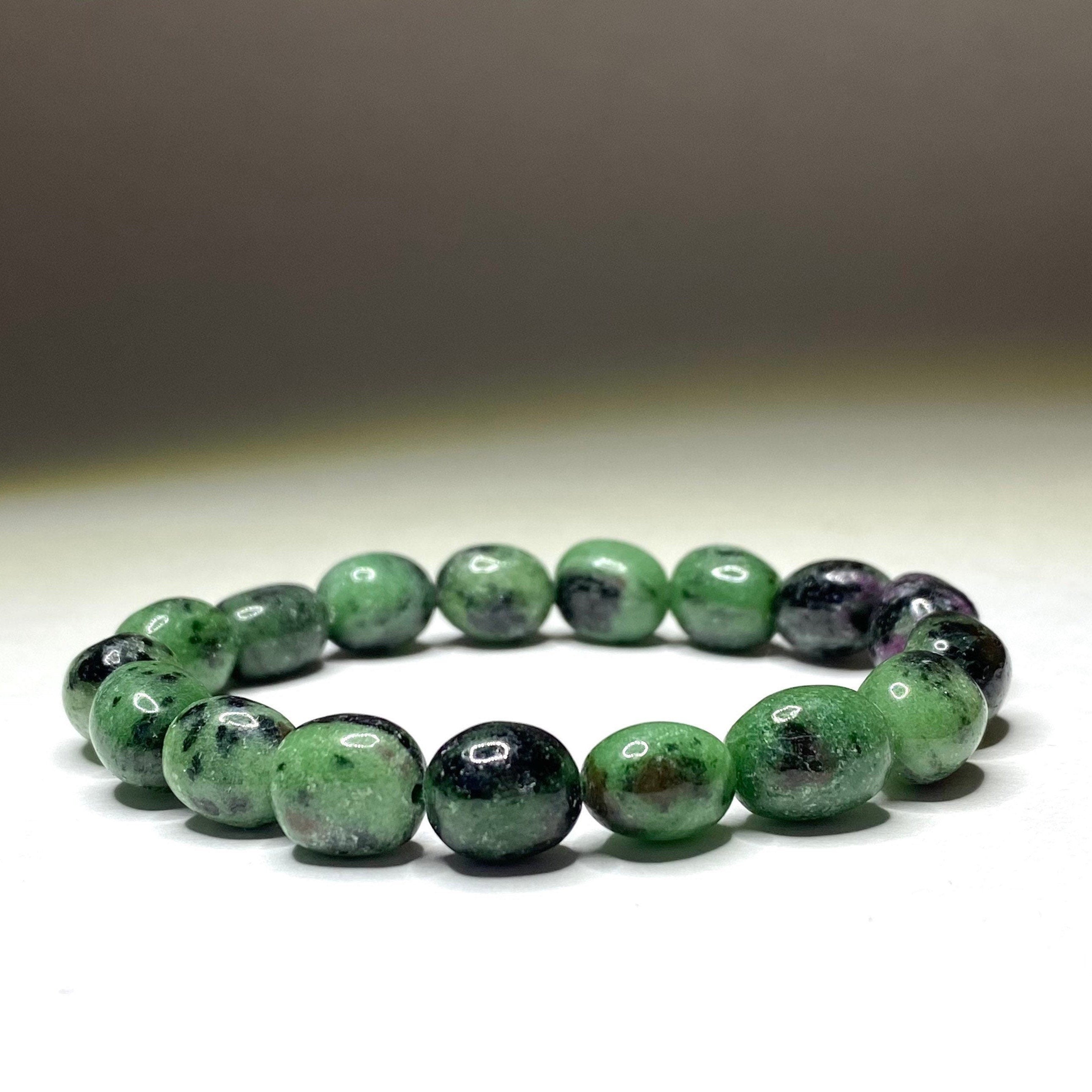 Ruby Zoisite Crystal Bracelet, Tumbled Gemstone Beaded Bracelet