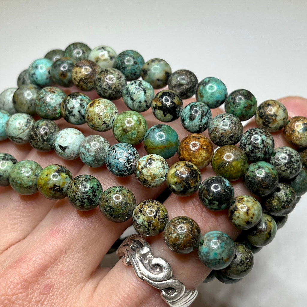 African Turquoise Crystal Bracelet: 8mm Gemstone Beaded Jewelry