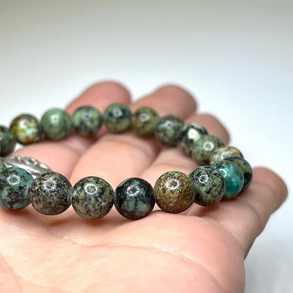 African Turquoise Crystal Bracelet: 8mm Gemstone Beaded Jewelry