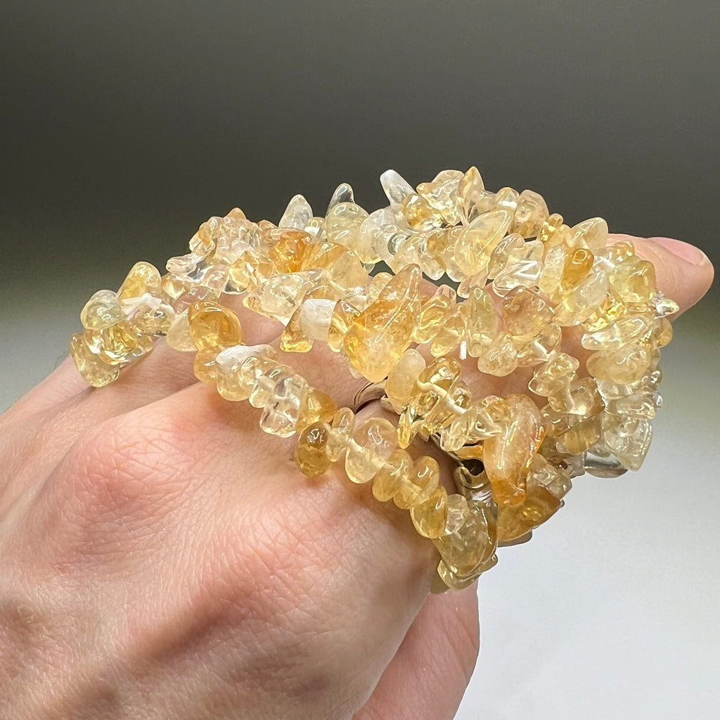 Citrine Crystal Chip Bracelet: Handmade Gemstone Stretch Bracelet