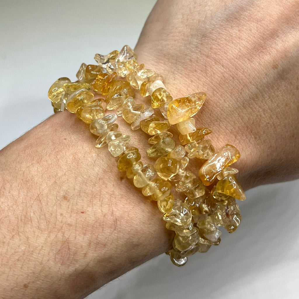 Citrine Crystal Chip Bracelet: Handmade Gemstone Stretch Bracelet
