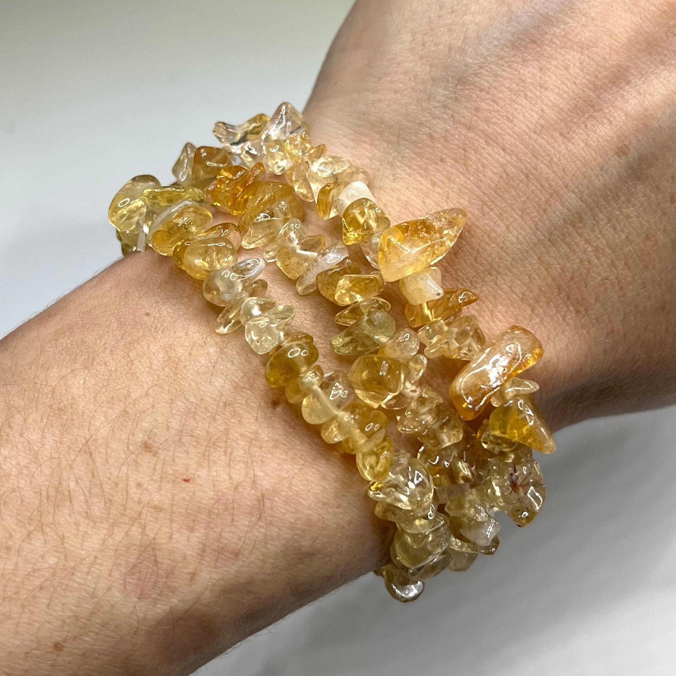 Citrine Crystal Chip Bracelet: Handmade Gemstone Stretch Bracelet