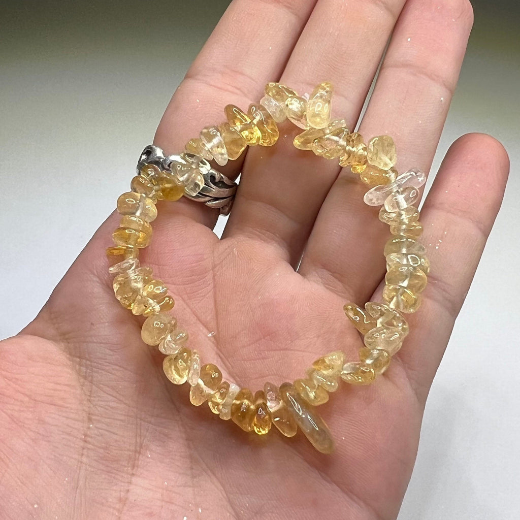 Citrine Crystal Chip Bracelet: Handmade Gemstone Stretch Bracelet