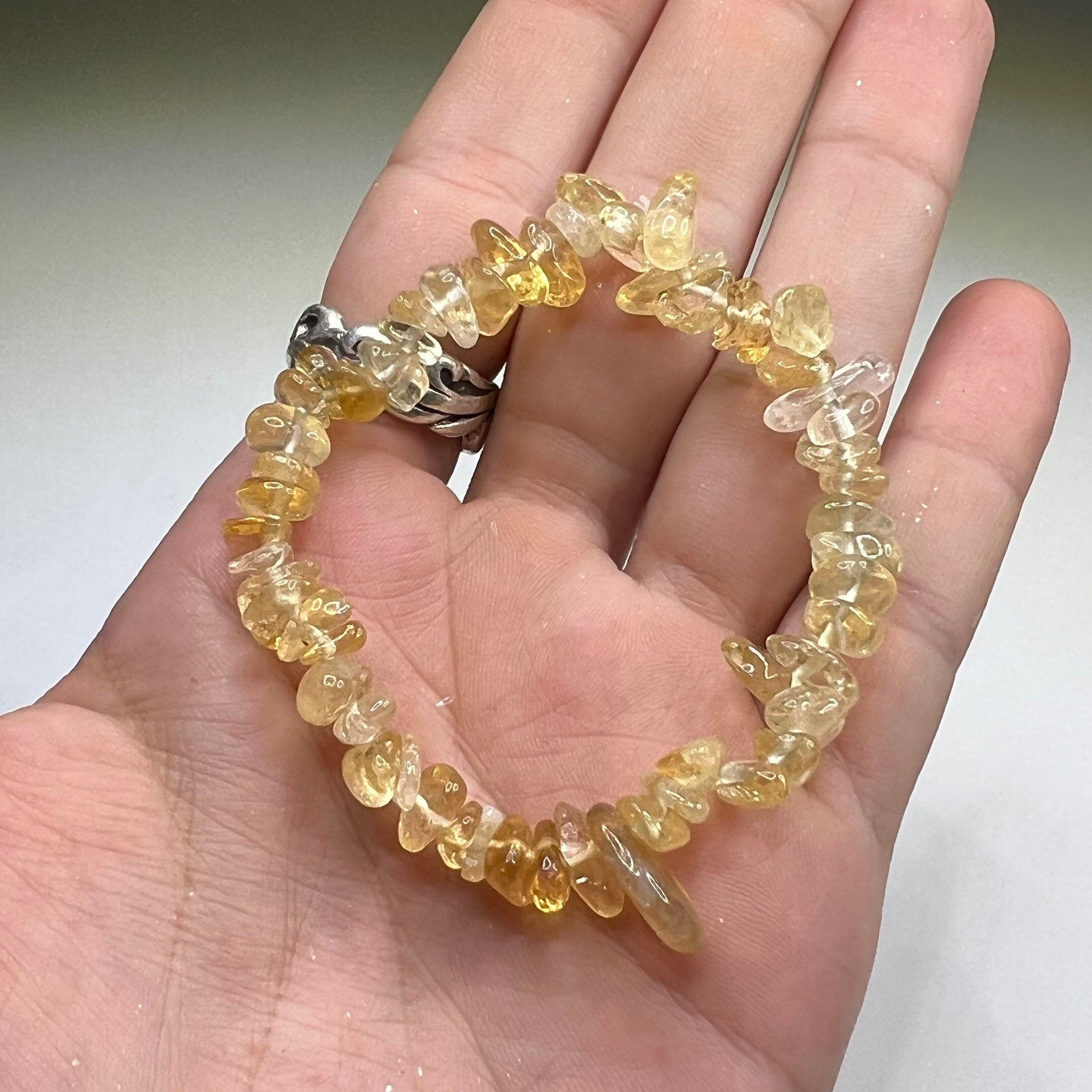 Citrine Crystal Chip Bracelet: Handmade Gemstone Stretch Bracelet