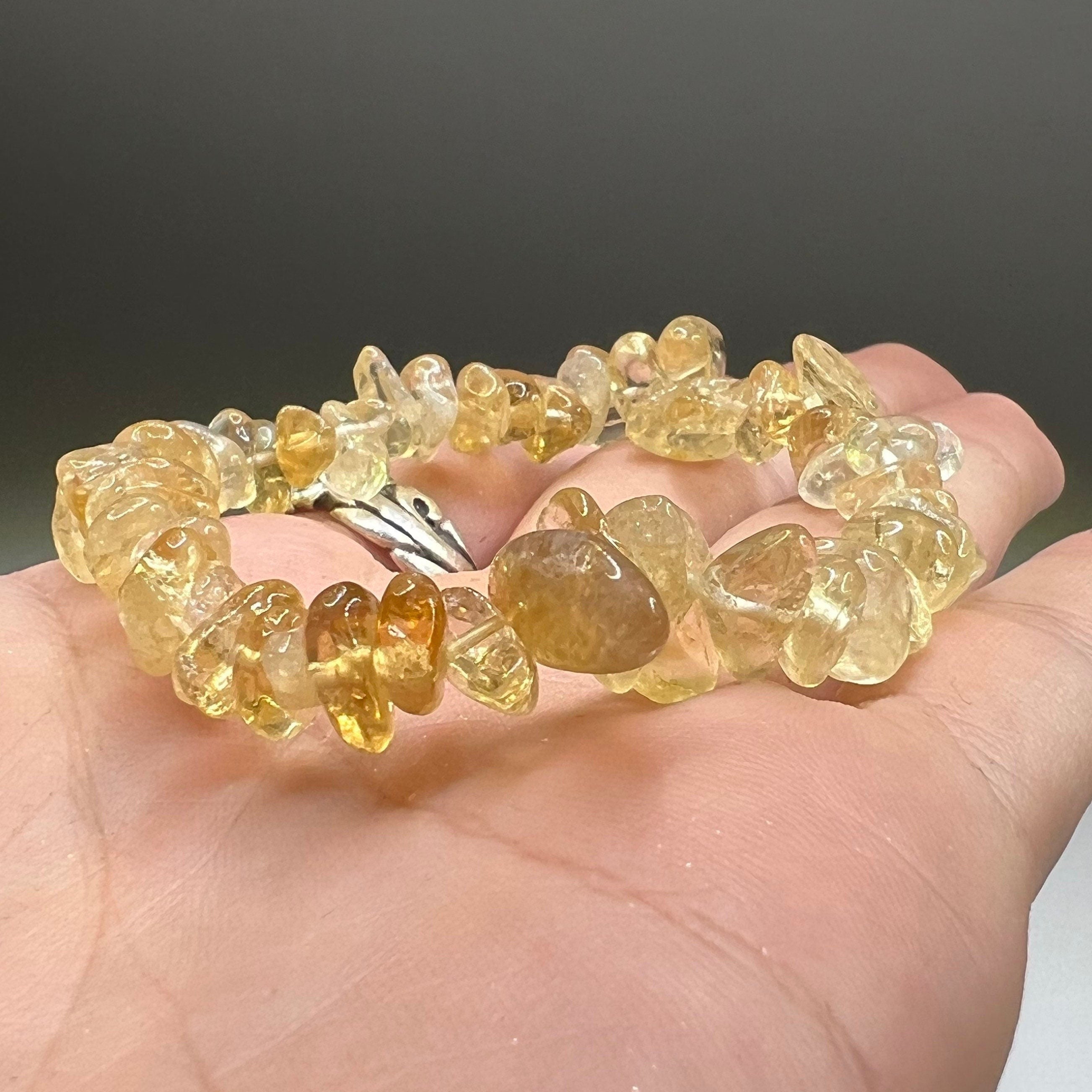 Citrine Crystal Chip Bracelet: Handmade Gemstone Stretch Bracelet