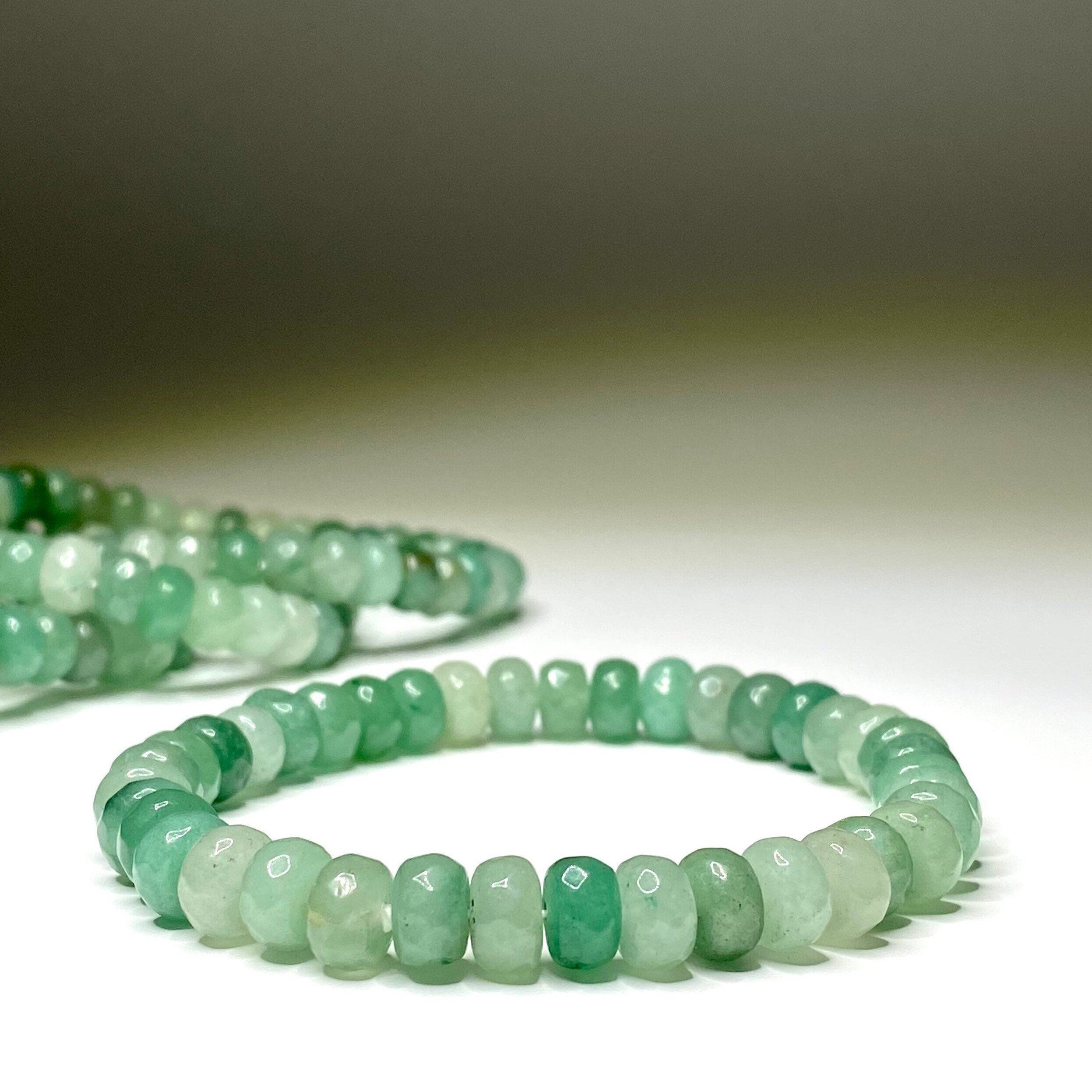 Green Aventurine Crystal Bracelet: Faceted Rondelle Beaded Bracelet