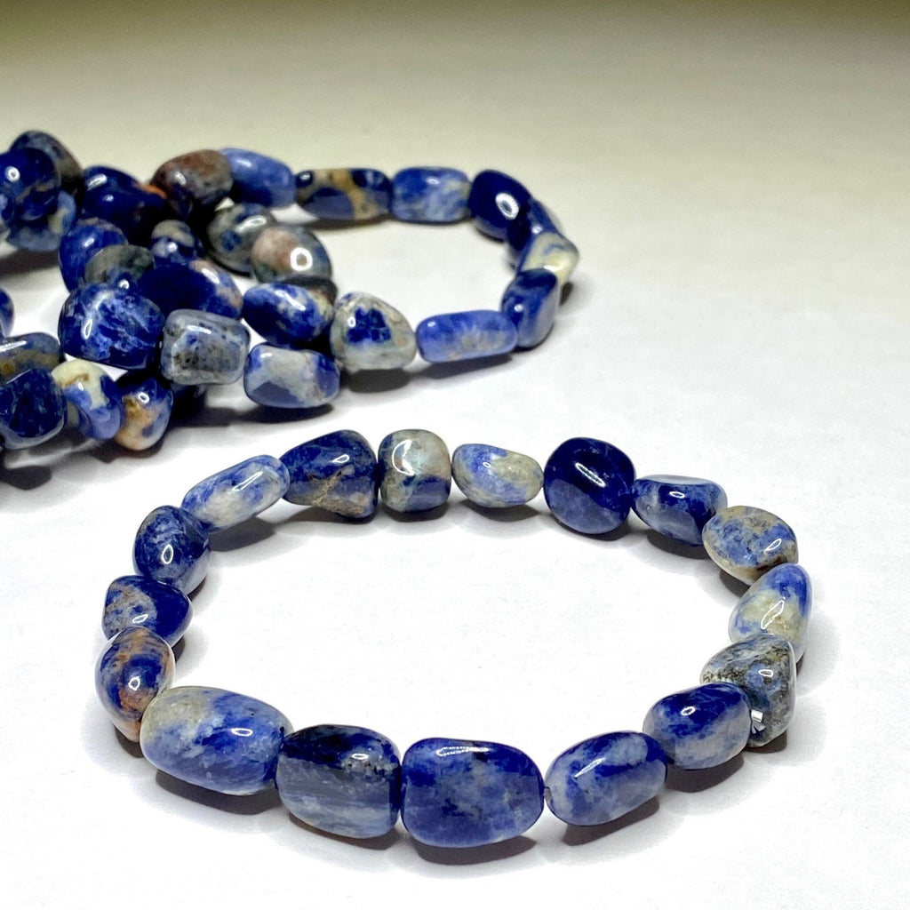 Sodalite Tumble Stone Bracelet: 8mm Gemstone Beaded Stretch Bracelet