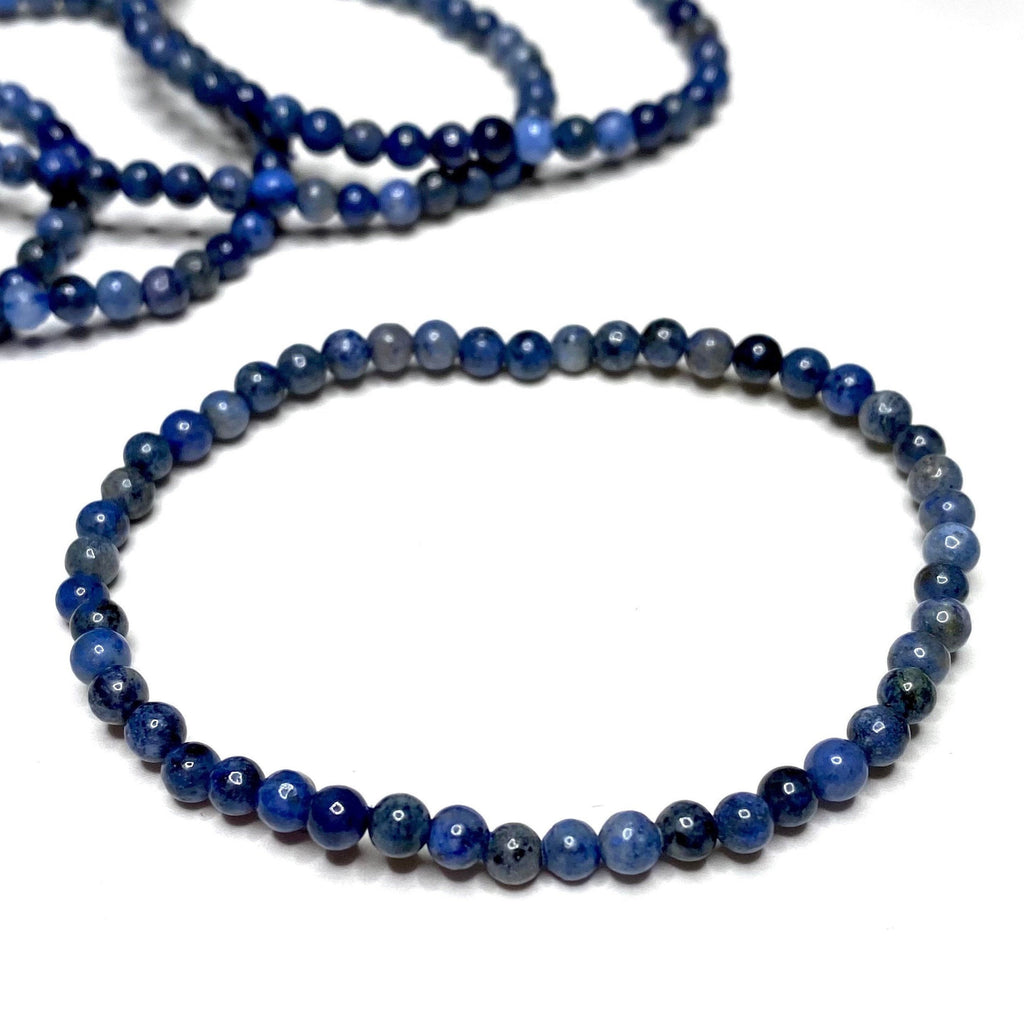 Dumortierite Crystal Bracelet: 4mm Gemstone Beaded Stretch Bracelet