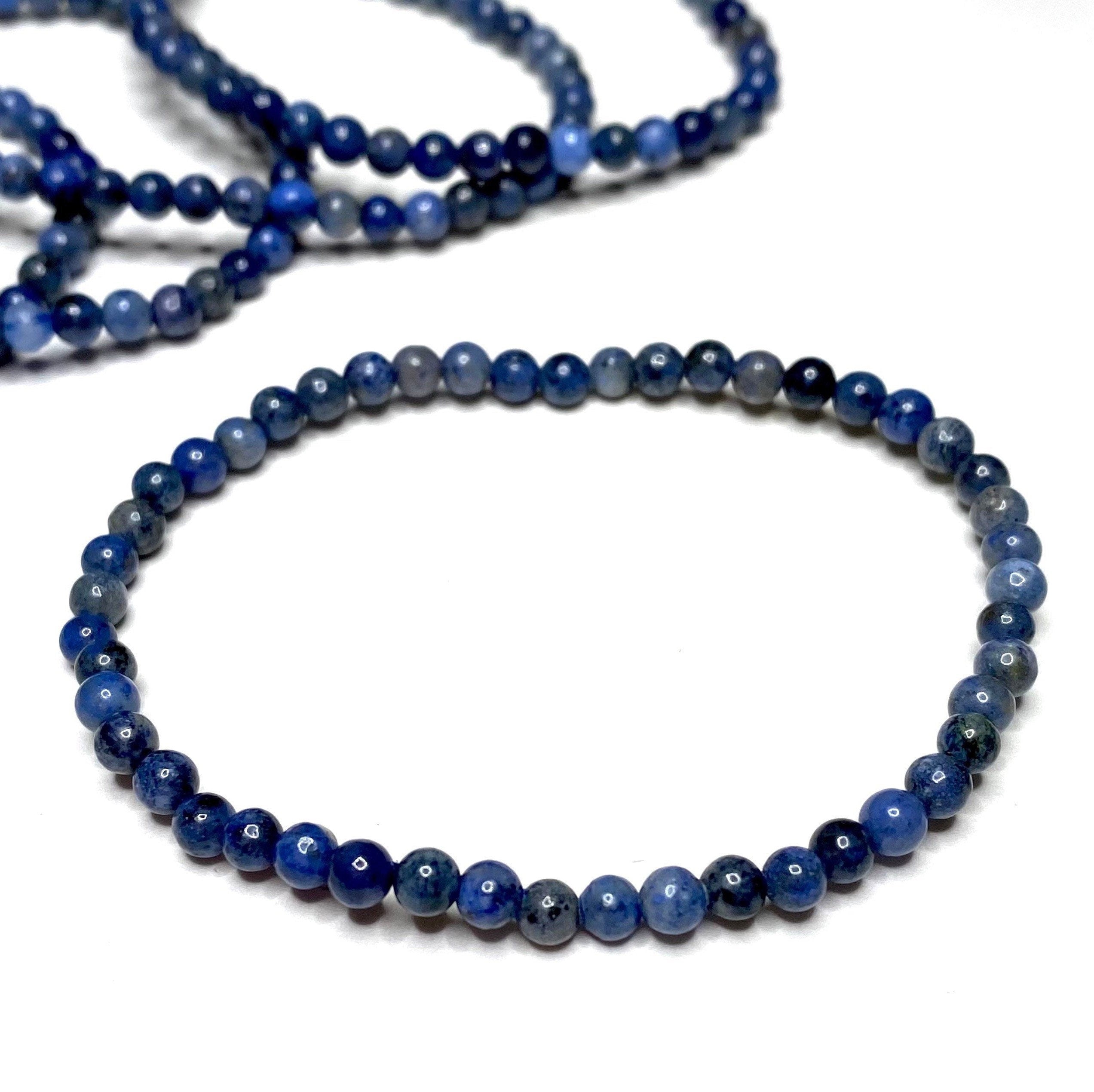 Dumortierite Crystal Bracelet: 4mm Gemstone Beaded Stretch Bracelet
