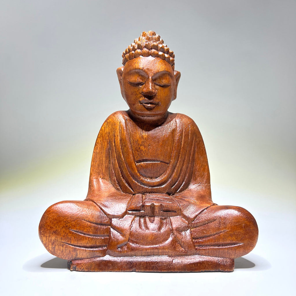 Wooden Serene Sitting Buddha