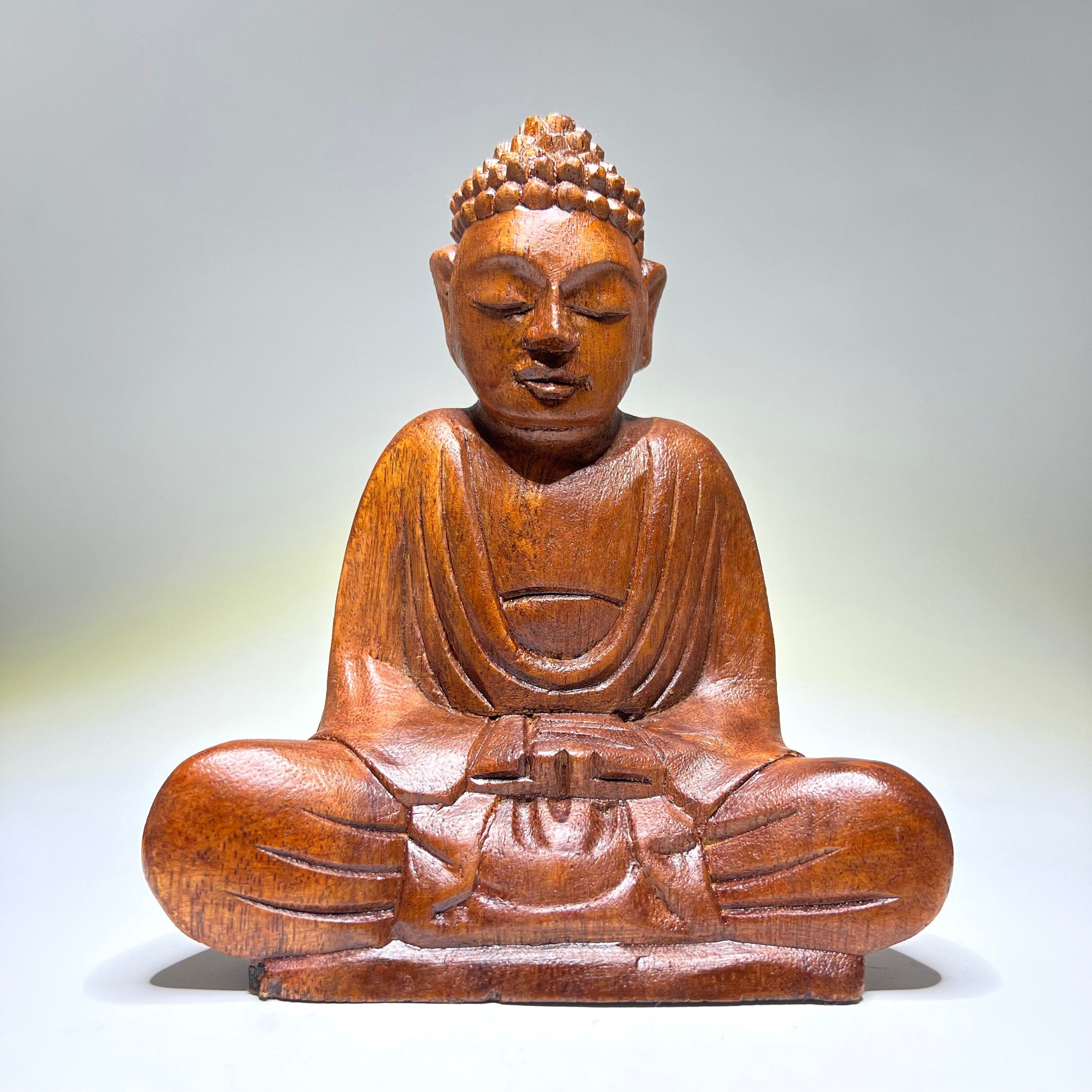 Wooden Serene Sitting Buddha