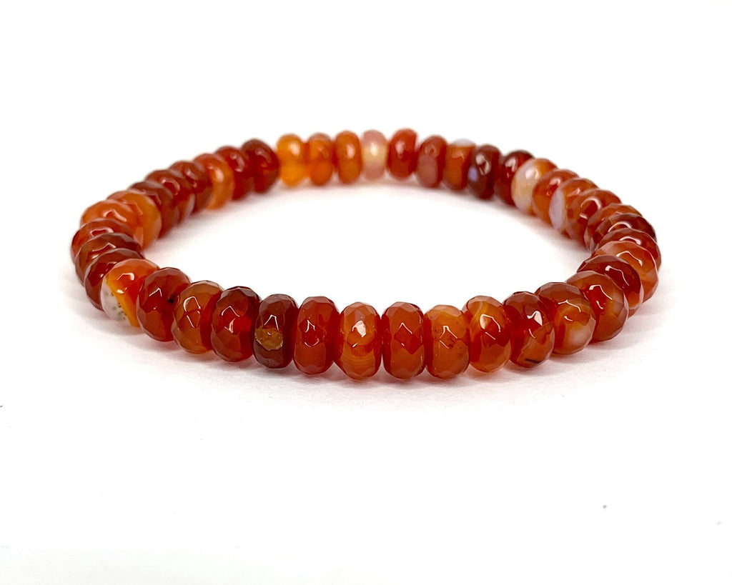 Carnelian Crystal Bracelet: Faceted Rondelle Beads