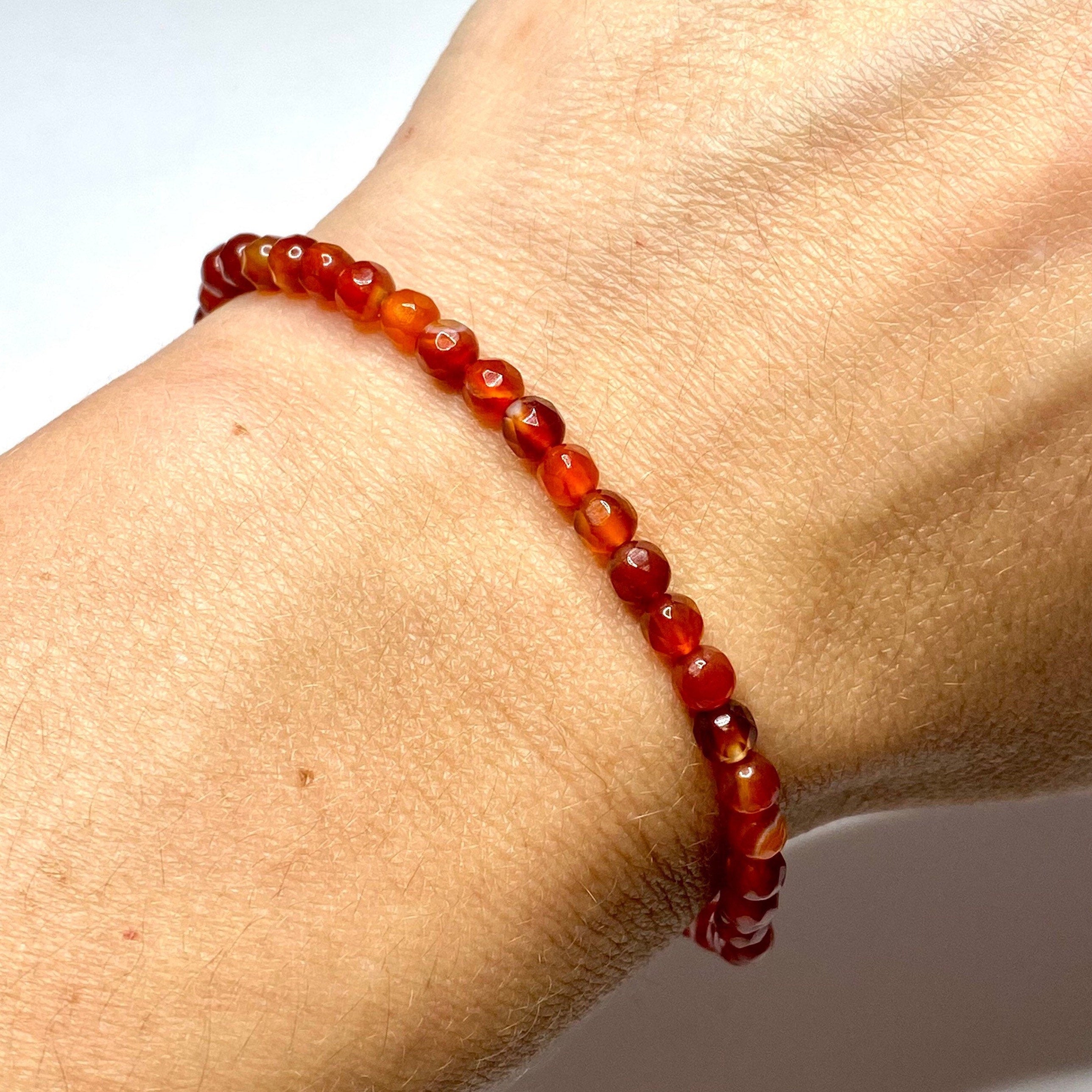 Carnelian Crystal Bracelet: Faceted Rondelle Beads