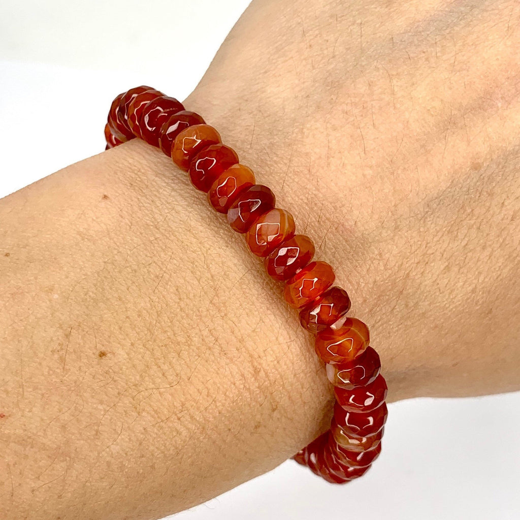 Carnelian Crystal Bracelet: Faceted Rondelle Beads