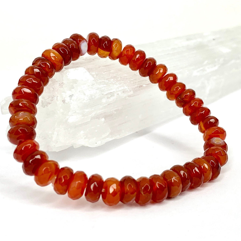 Carnelian Crystal Bracelet: Faceted Rondelle Beads