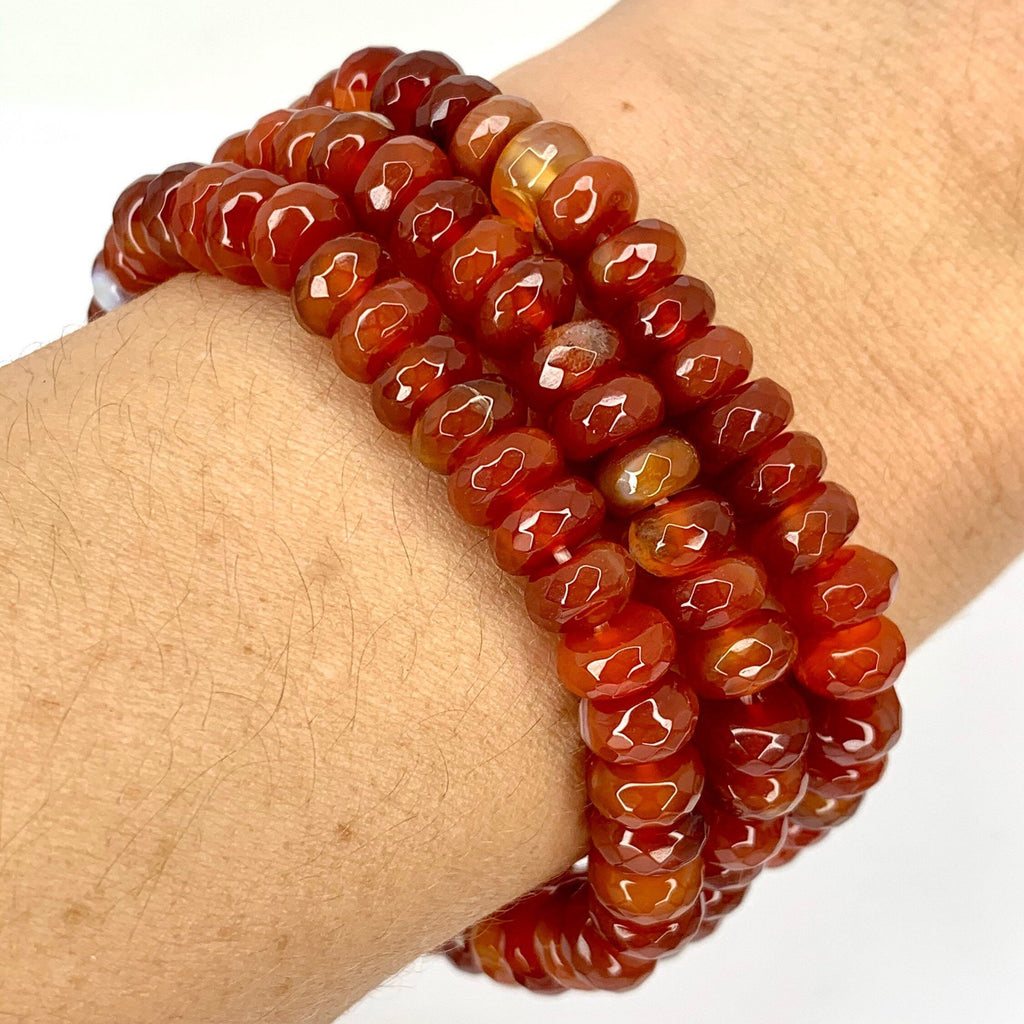 Carnelian Crystal Bracelet: Faceted Rondelle Beads