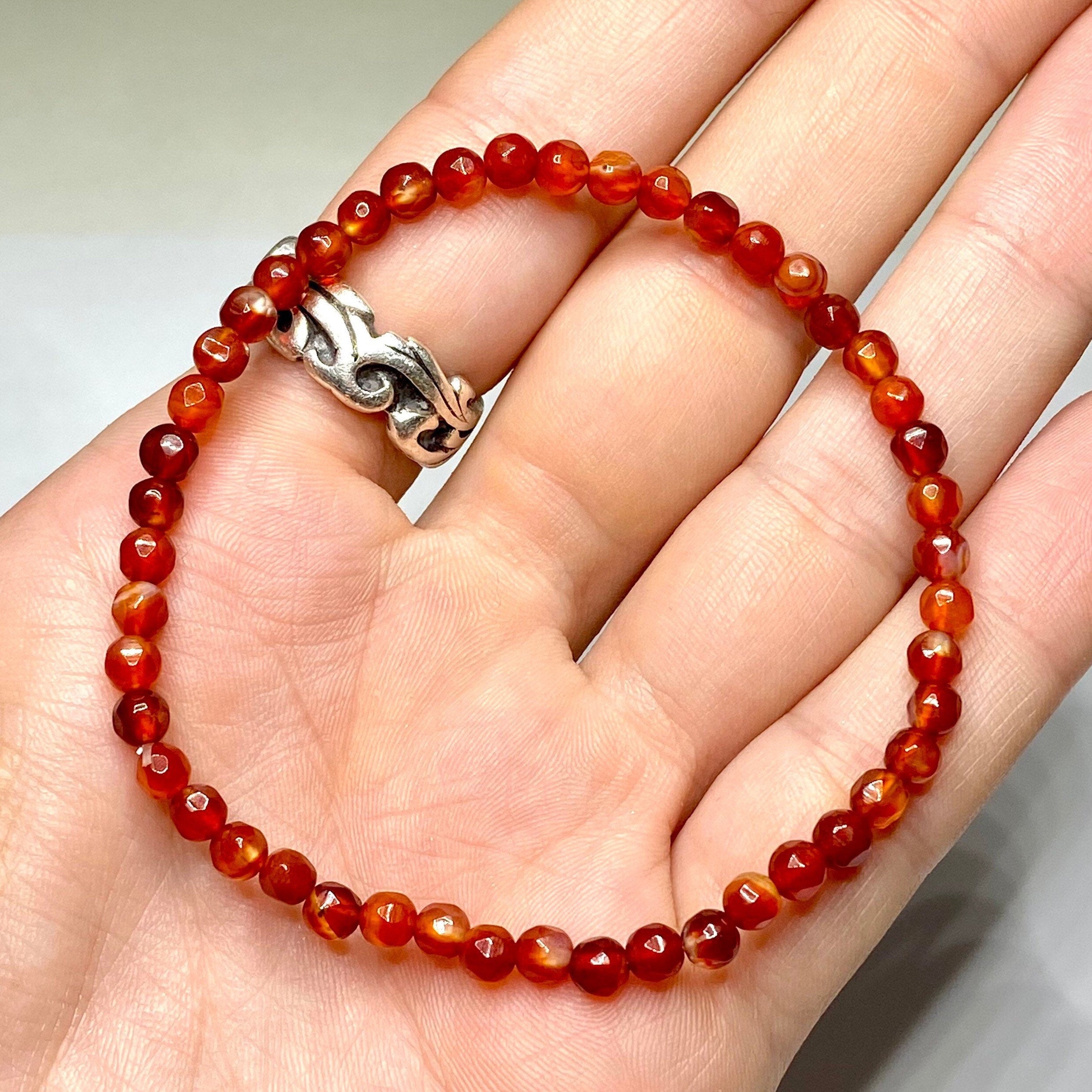 Carnelian Crystal Bracelet: Faceted Rondelle Beads
