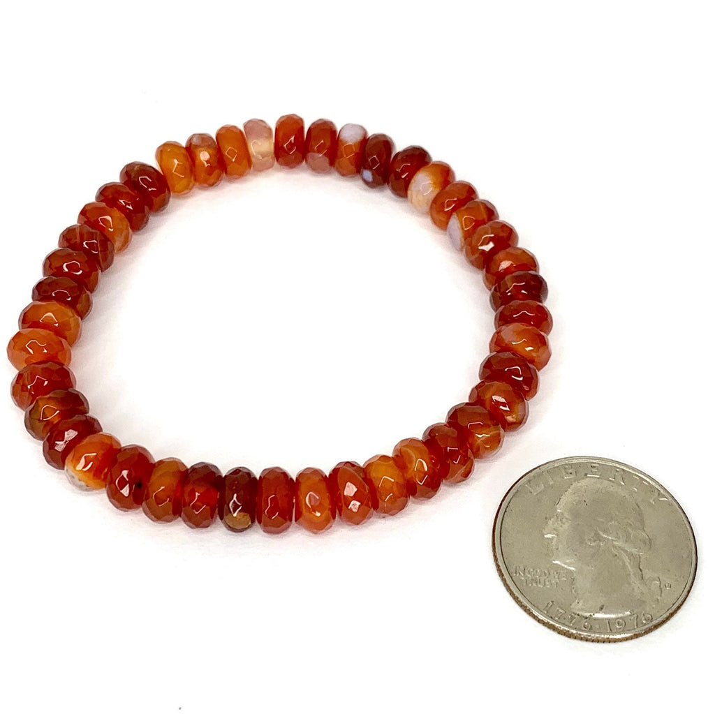 Carnelian Crystal Bracelet: Faceted Rondelle Beads