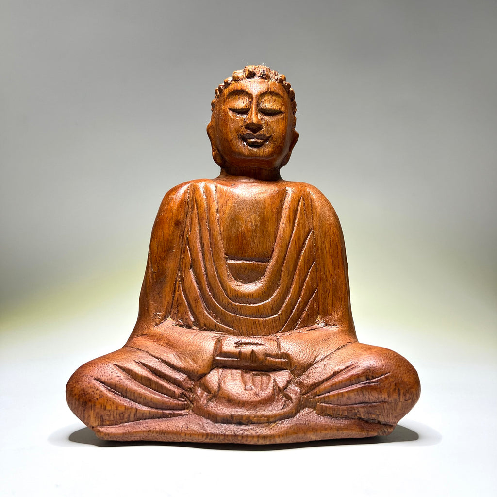 Wooden Serene Sitting Buddha