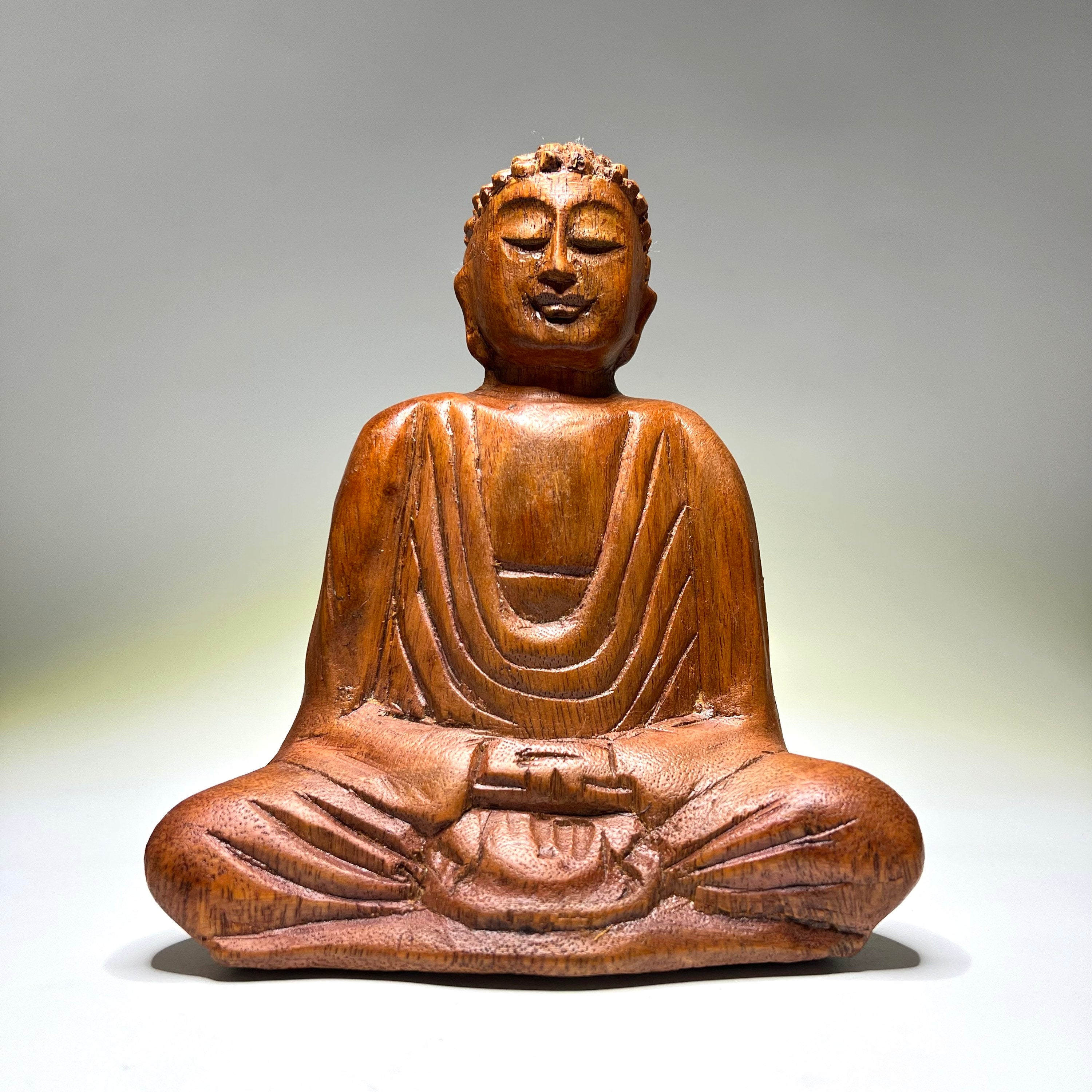 Wooden Serene Sitting Buddha